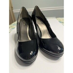 Cole Haan Black Patent Leather 4” Wedge Heel Shoes Sz 10.5B